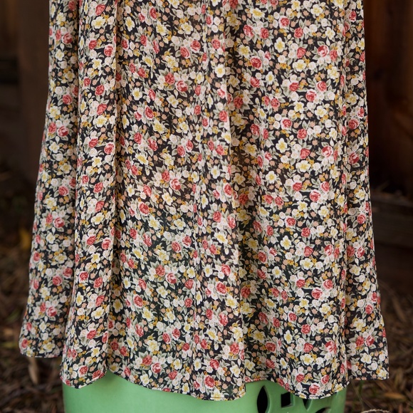 Vintage 90's Rebecca Fall Floral Doen Inspired Ruffle Collar Maxi Dress Size S - Picture 6 of 17